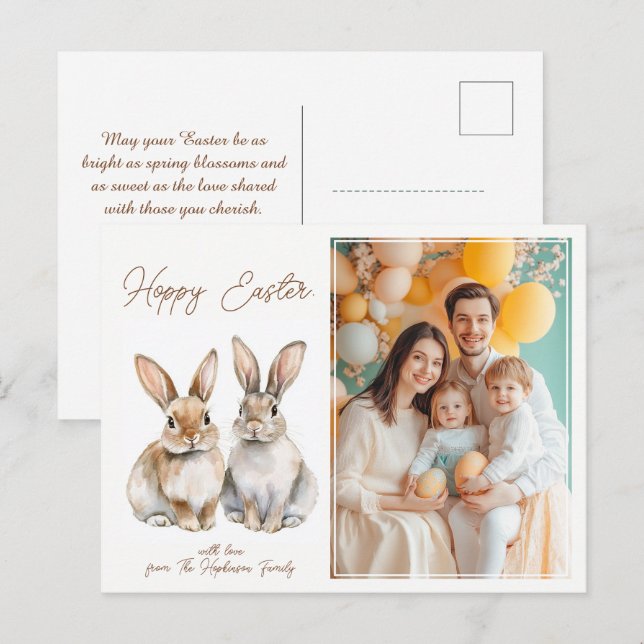 Customisable 🐇Bunny Bliss Greetings Holiday Postcard (Front/Back)