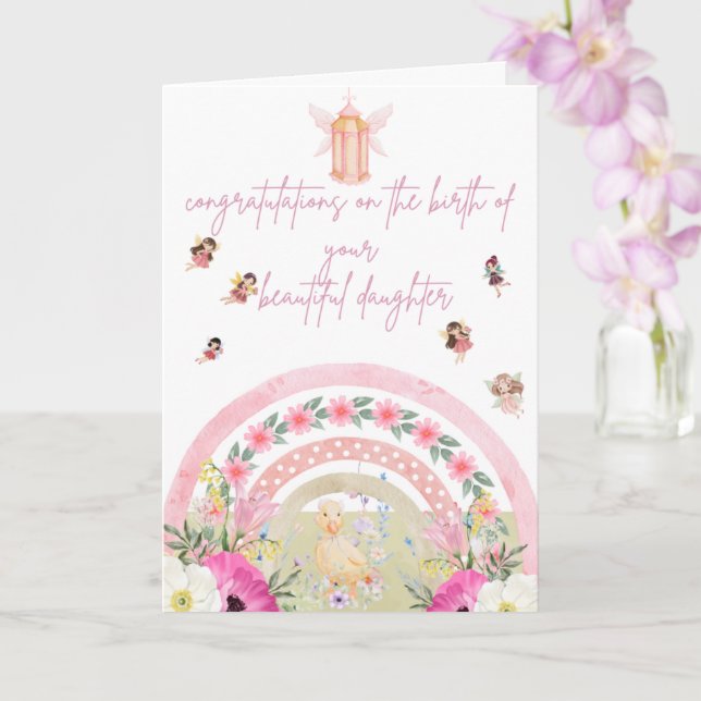 Customisable Bunny Congratulations on the birth Card (Orchid)