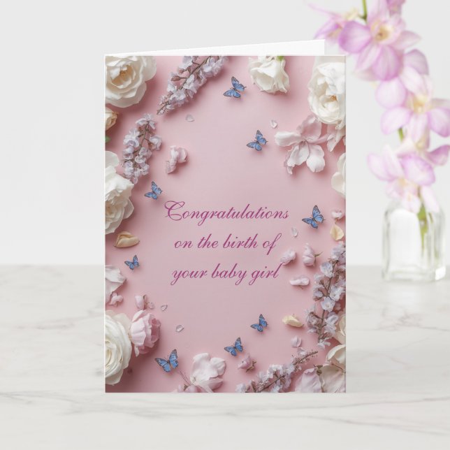Customisable Bunny Congratulations on the birth Card (Orchid)