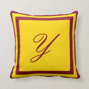 Customisable Burgundy and Gold Monogram Pillow
