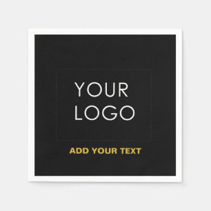 Customisable Business Add Logo Modern Black  Napkin