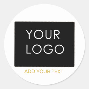 Customisable Business Add Logo Modern White   Classic Round Sticker