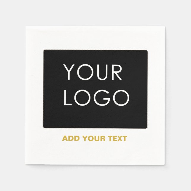 Customisable Business Add Logo Modern White    Napkin (Front)