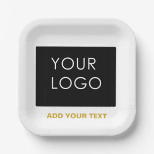 Customisable Business Add Logo Modern White  Paper Plate