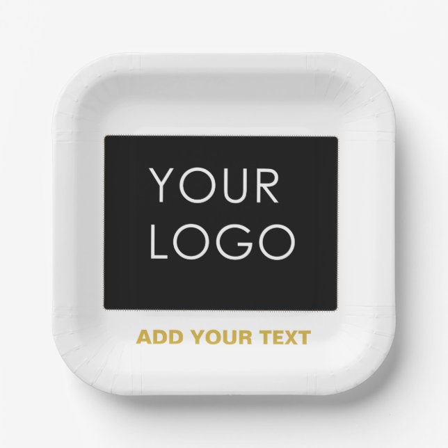 Customisable Business Add Logo Modern White  Paper Plate (Front)