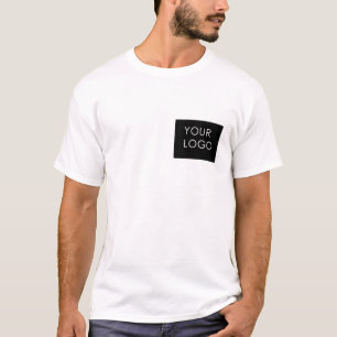 Customisable Business Add Logo Modern White T-Shirt