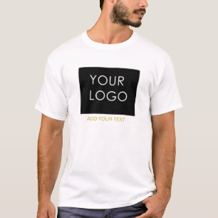 Customisable Business Add Logo Modern White T-Shirt