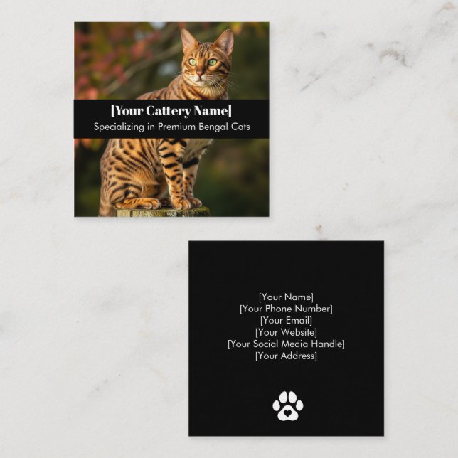 Customisable Business Card for Bengal Cat Cattery  (Front/Back)