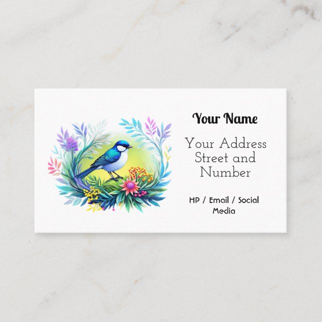 Customisable Business Card - Template - Bird Theme (Front)