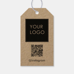 Customisable Business Company Logo QR Code Kraft Gift Tags