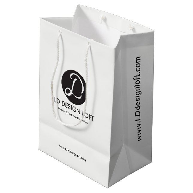 Customisable Business Company website Your Logo Medium Gift Bag (Back Angled)