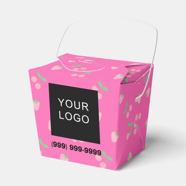 Customisable Business Logo Phone Pink Take Out  Favour Box (Front Side)