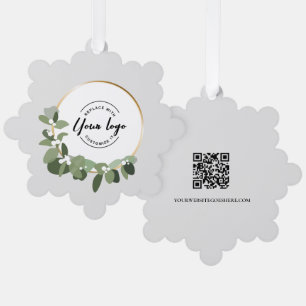 Customisable business logo QR code website Wreath Tree Decoration Card