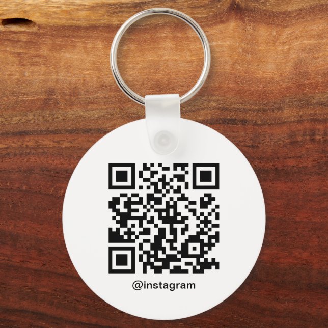 Customisable Business Logo QR Code White Key Ring (Back)