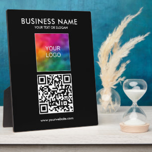 Customisable Business Logo Slogan QR Code Template Plaque