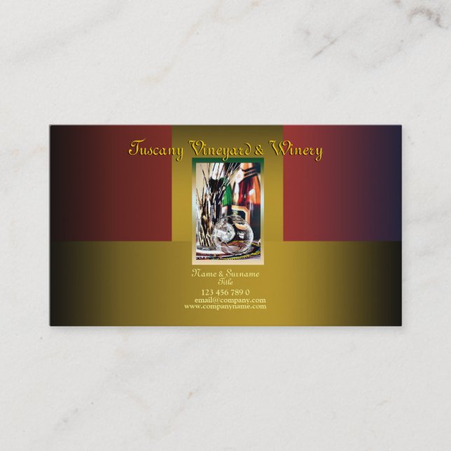 Customisable business profile winery vineyard wine business card (Front)