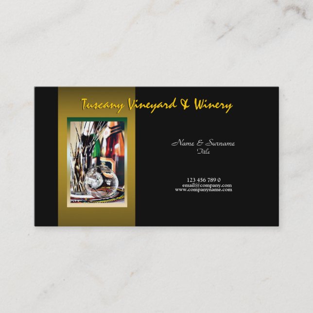 Customisable business profile winery vineyard wine business card (Front)