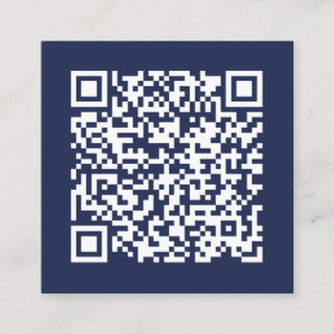 Customisable Business QR Code Minimal Navy Blue Square Business Card