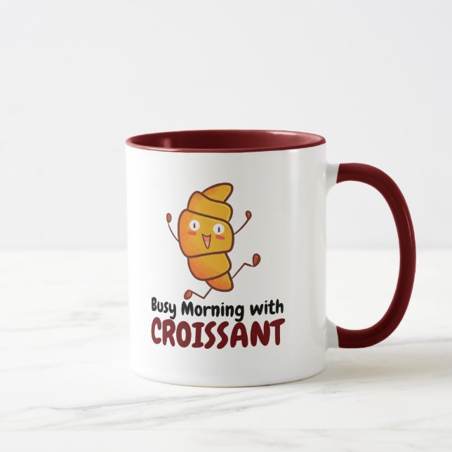 Customisable Busy Morning with Croissant Mug (Right)
