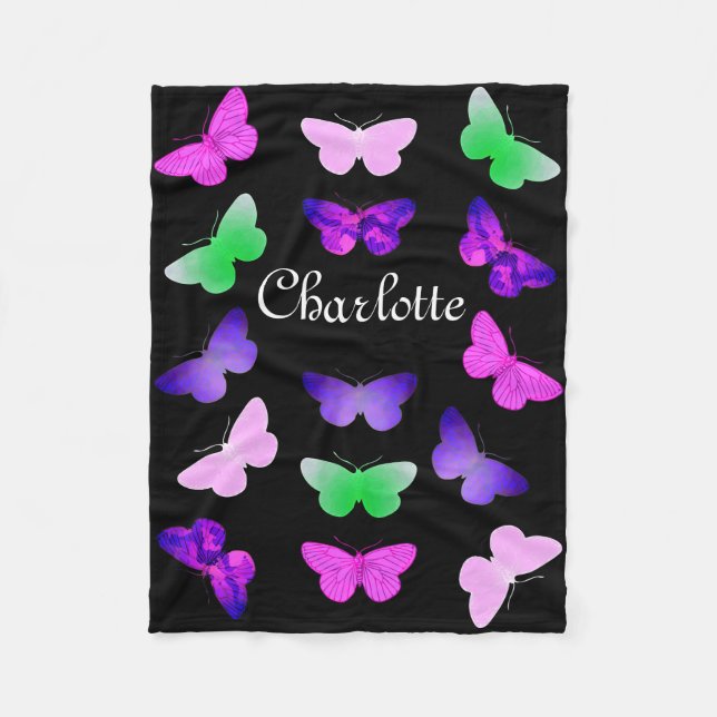 Customisable Butterfly Fleece Blanket (Front)