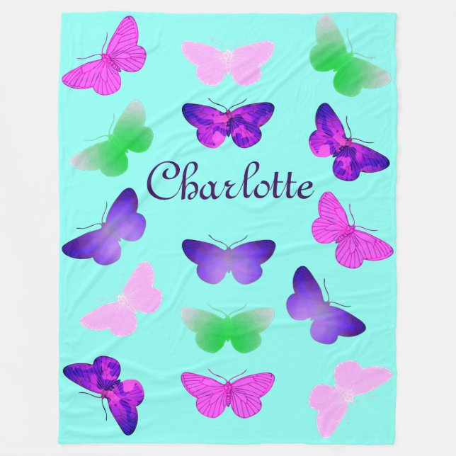 Customisable Butterfly Fleece Blanket (Front)