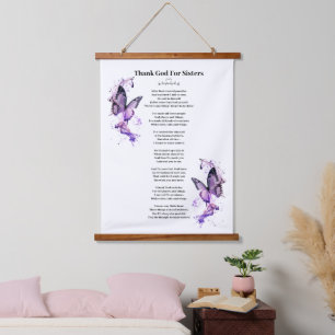 Customisable Butterfly Thank God For Sisters Poem Hanging Tapestry