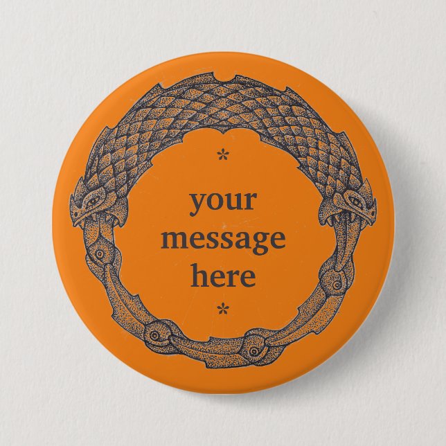 Customisable Button OUROBOROS black/turmeric (Front)