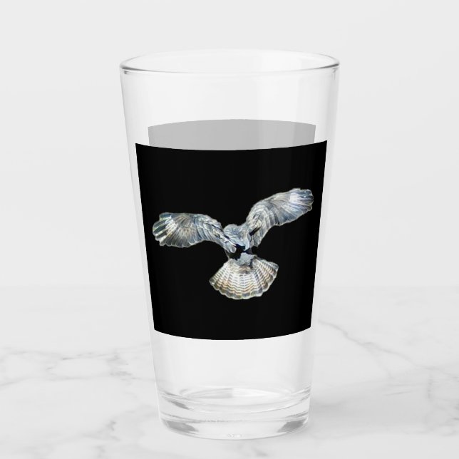 Customisable Buzzard Fanned Wings Drinking Glass  (Front)