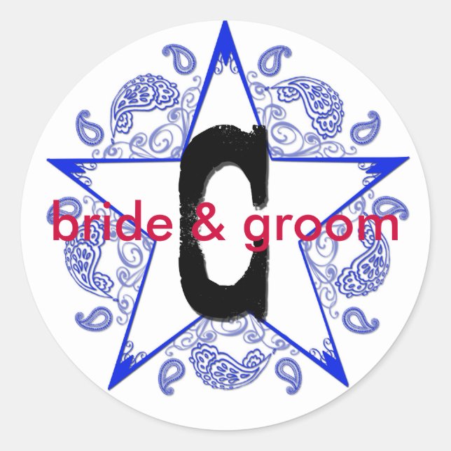 Customisable "C" Western Blue Monogram Sticker (Front)