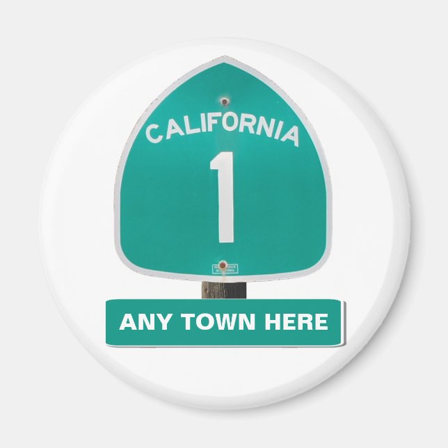 Customisable CA Highway 1 "Any Town Here" Magnet (Front)