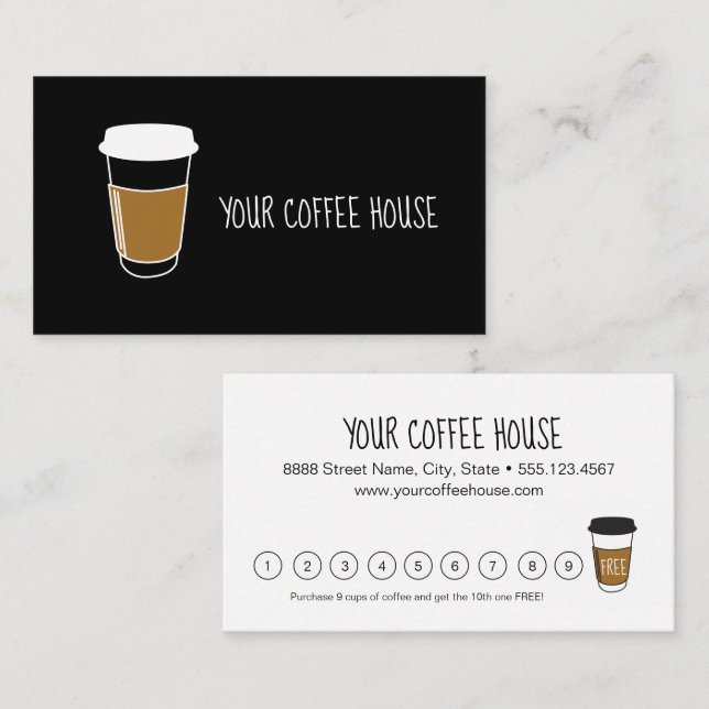 Customisable Cafe Coffee house business Loyalty Card (Front/Back)