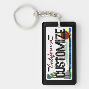 Customisable California license plate keychain