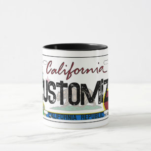 Customisable California license plate mug