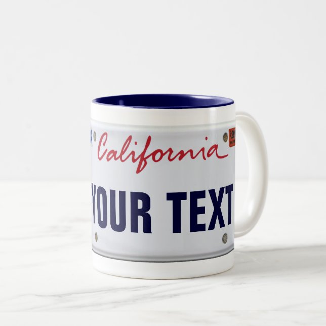 (Customisable) California License Plate Two-Tone Coffee Mug (Front Right)