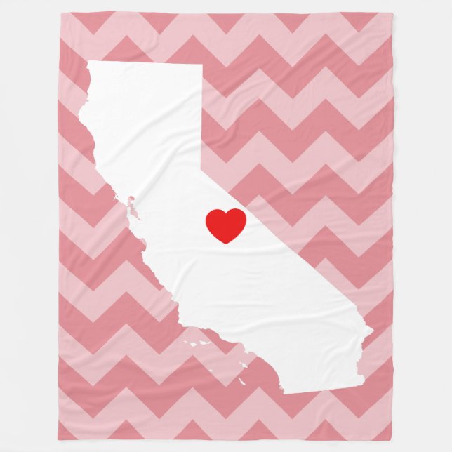 Customisable California with Red Heart Fleece Blanket (Front)