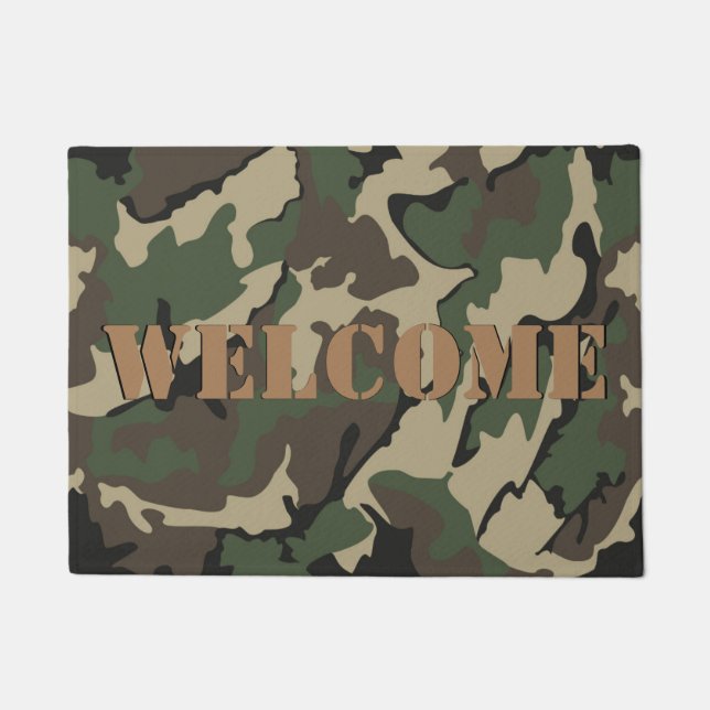 Customisable Camo WELCOME Doormat, 18" x 24" Doormat (Front)