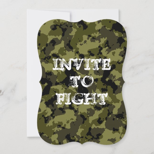 Customisable camouflaged invitation to fight zombi (Front)