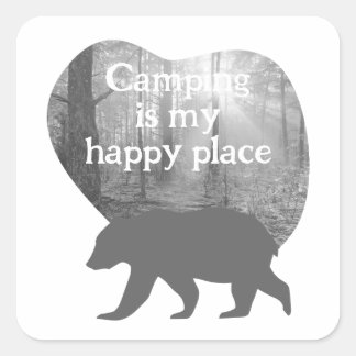 Customisable "Camping is my happy place"  Square Sticker