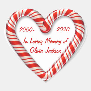 Customisable candy cane heart sympathy stickers