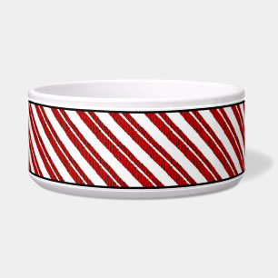 Customisable Candy Cane Striped Holiday Pet Bowl