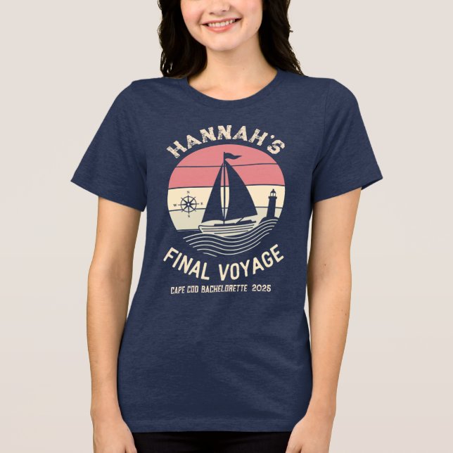 Customisable Cape Cod Bachelorette 2025 T-Shirt Tri-Blend Shirt (Front)