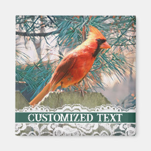 Customisable Cardinal Winter Holiday Magnet