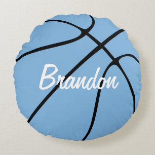 Customisable Carolina Blue Basketball Round Throw Cushion
