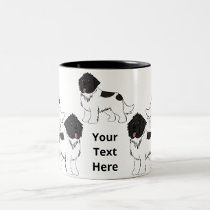Customisable cartoon landseer newfoundland Two-Tone coffee mug