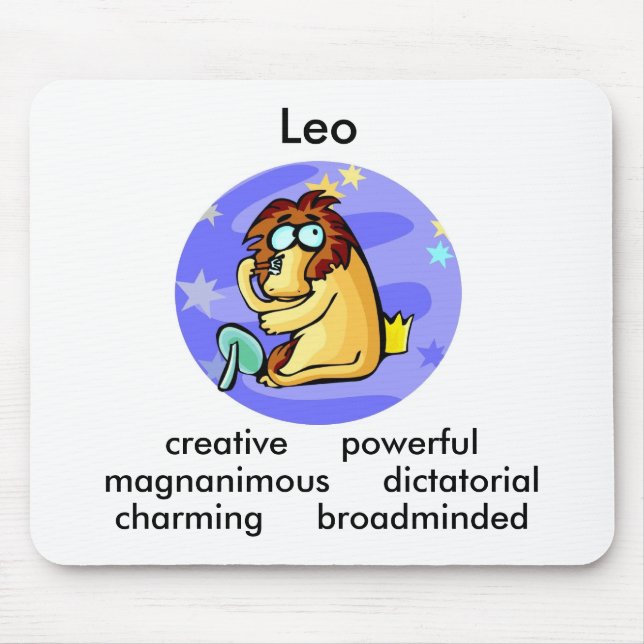 Customisable Cartoon Leo Lion traits Zodiac Mouse Mat (Front)