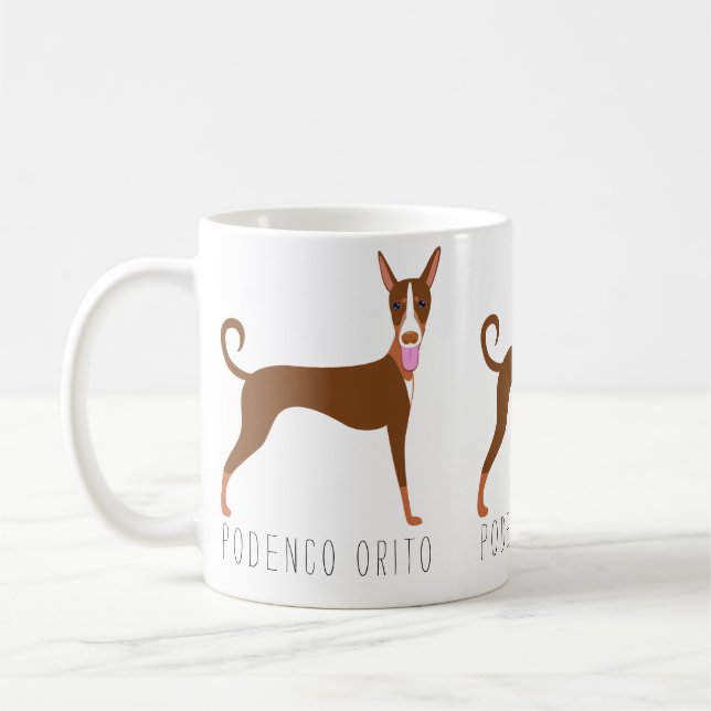 Customisable Cartoon Podenco Orito Dog Coffee Mug (Left)