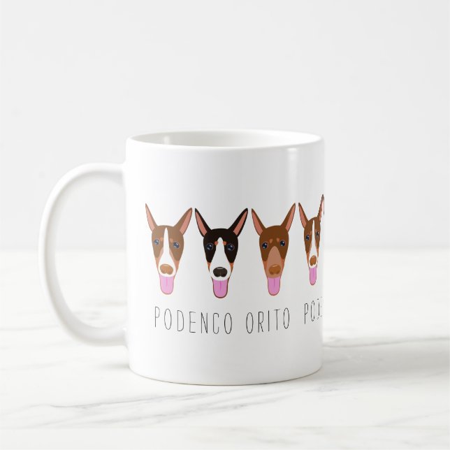 Customisable Cartoon Podenco Orito Dog Coffee Mug (Left)