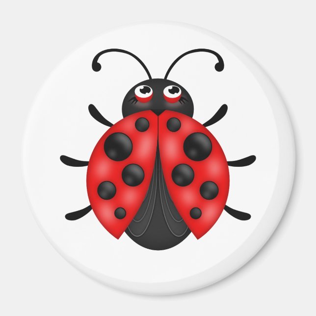 Customisable Cartoon Red Ladybug Magnet (Front)