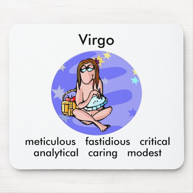 Customisable Cartoon Virgo traits Zodiac Mouse Mat (Front)
