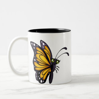 Customisable Cartoon Yellow Butterfly Drinkware Two-Tone Coffee Mug